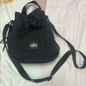 ALO Yoga Black Drawstring Shoulder Bucket Bag